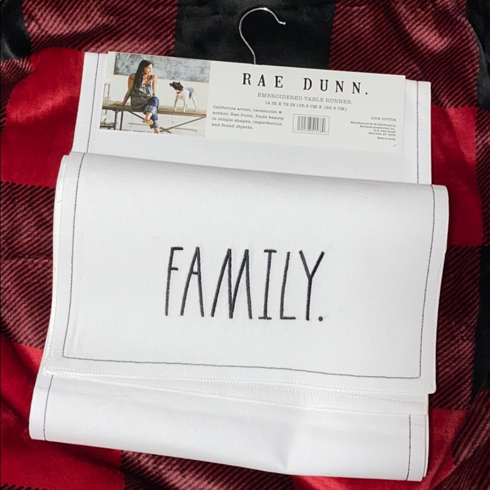 RAE DUNN embroidered table runner